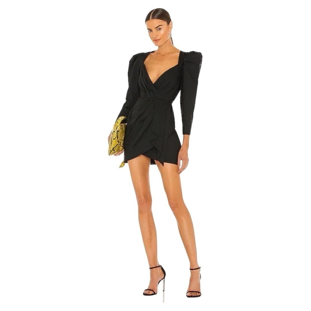 NWT NBD Malone Mini Dress Black Puff Shoulder